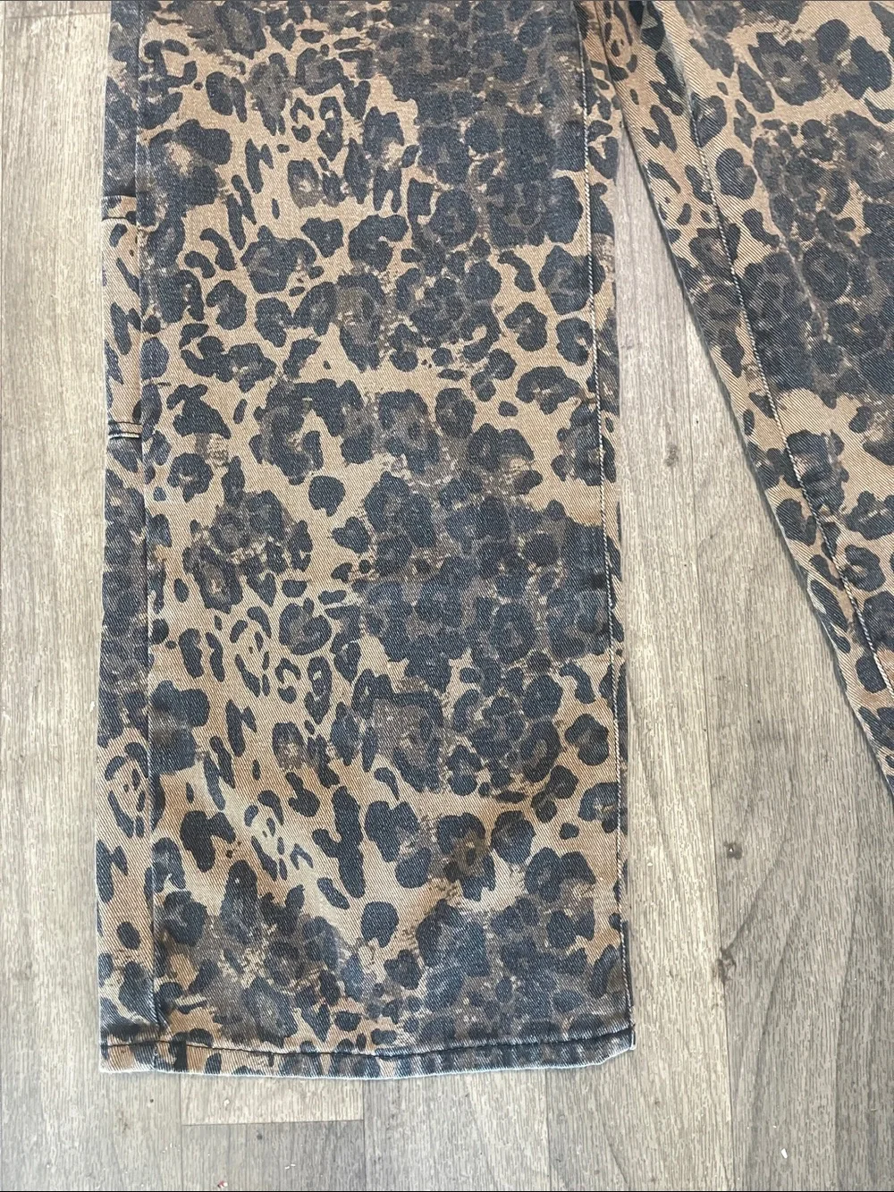 Cider Brown and Black Leopard-Print Wide-Leg Overalls